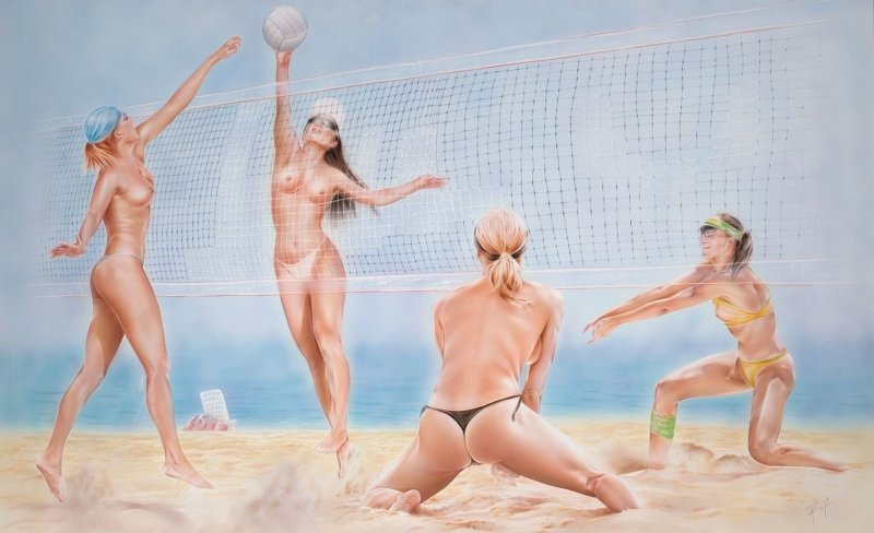 Pic: Naked beach volleyball players