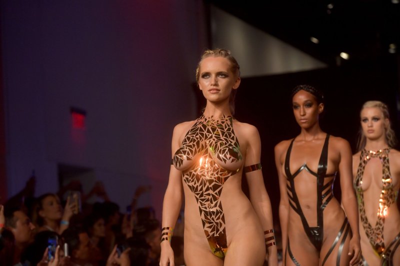 Naked models on the catwalk