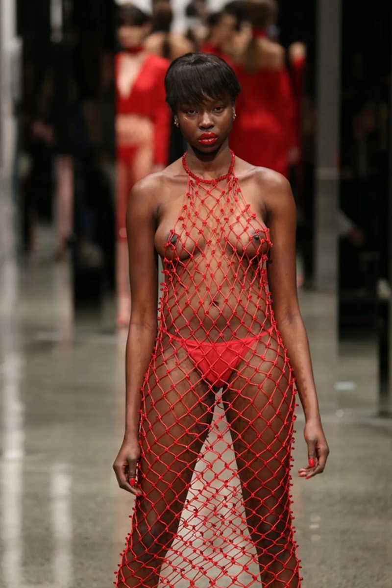 Naked models on the catwalk
