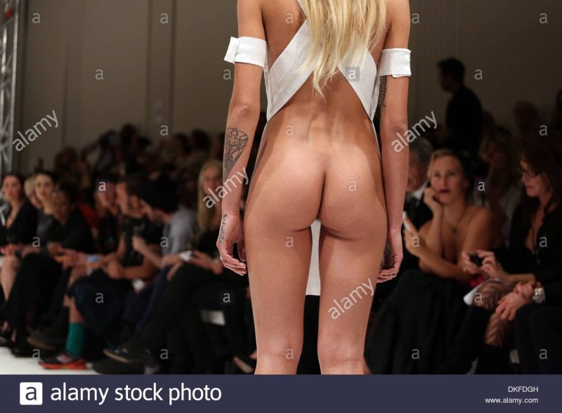 Naked models go to the catwalk