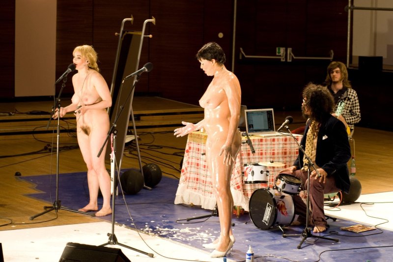 Naked artists on stage