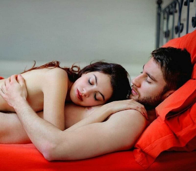 Man and woman sleep naked