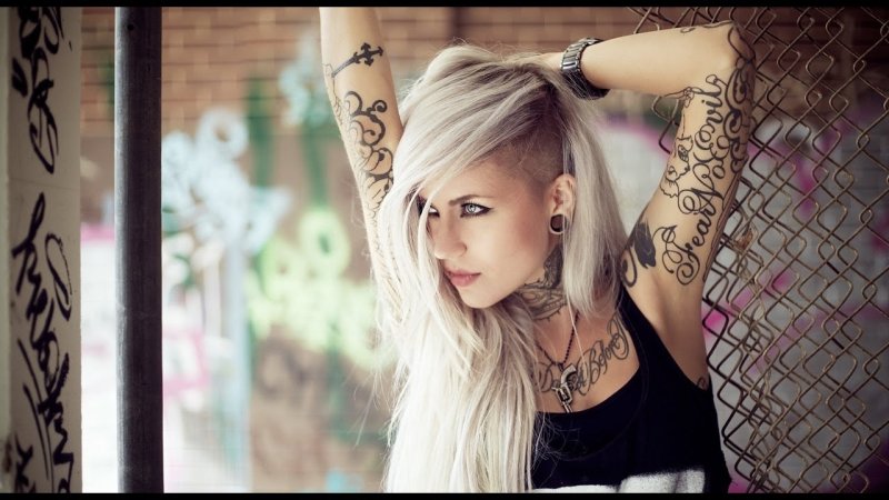 Blonde with tattoos