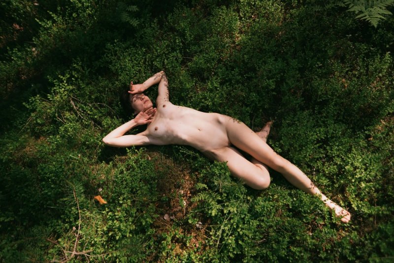 Naked in the forest