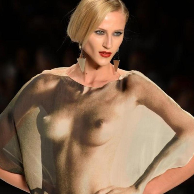 Naked models on the catwalk
