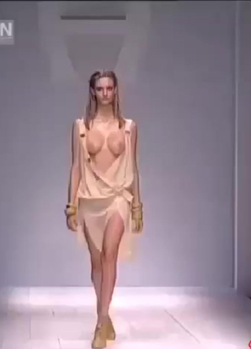 Naked fashion models on the catwalk