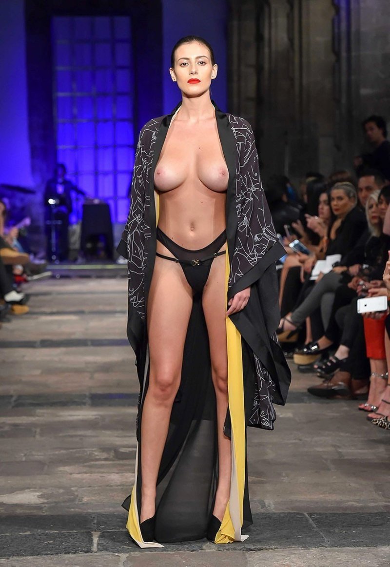 Naked models on the catwalk