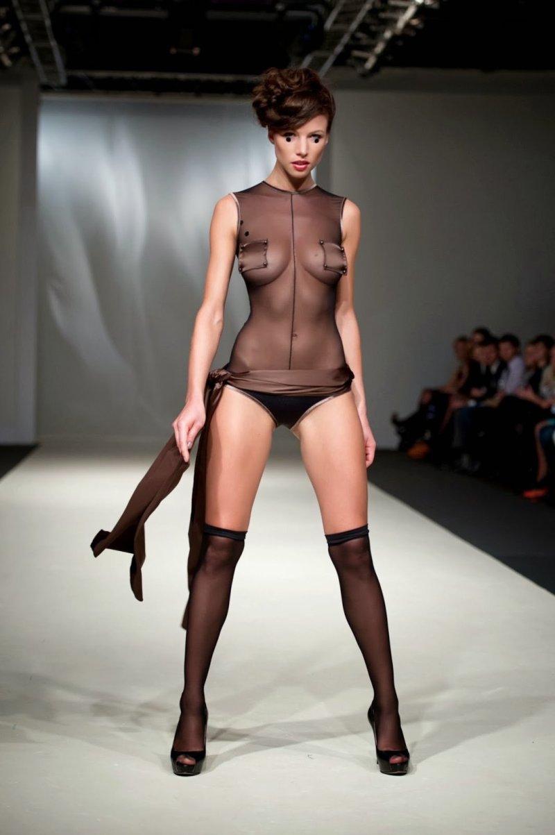 Naked girls on the catwalk