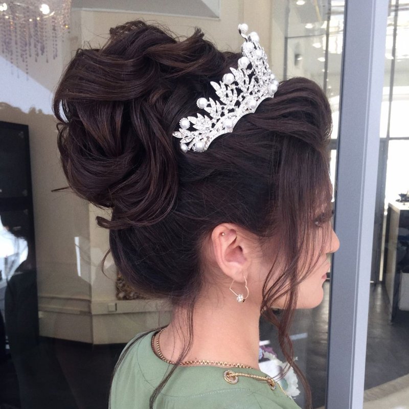 Wedding hairstyle with a crown collected hair