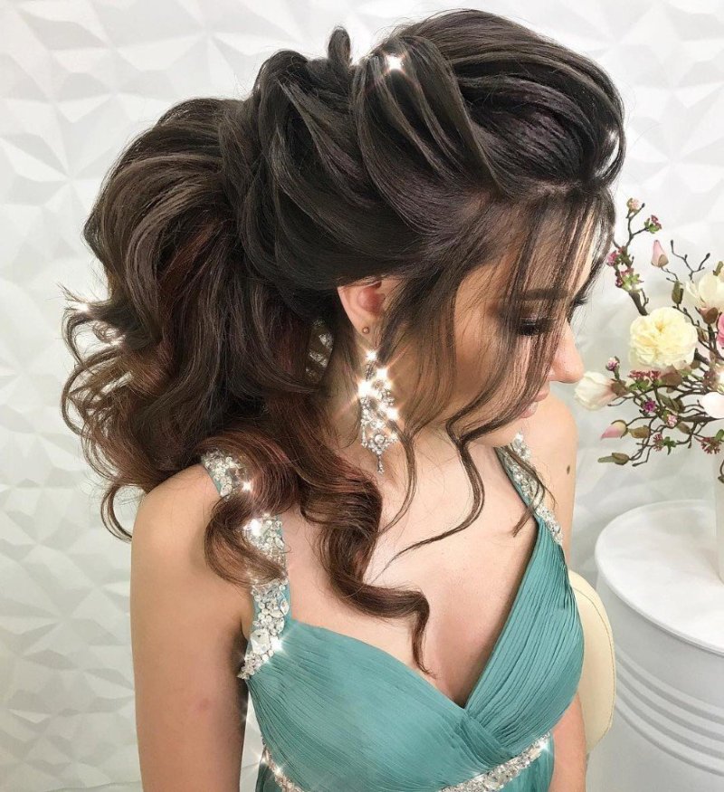 Hairstyle for long hair for a wedding