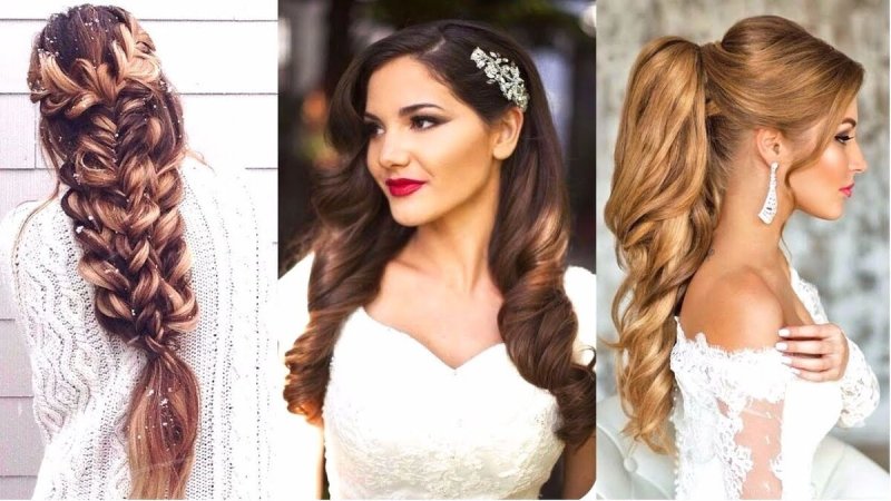 Hairstyle for long hair for a wedding