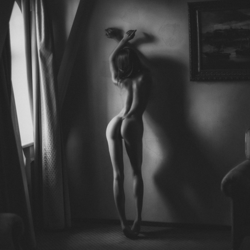 Girls in the style of nude black white