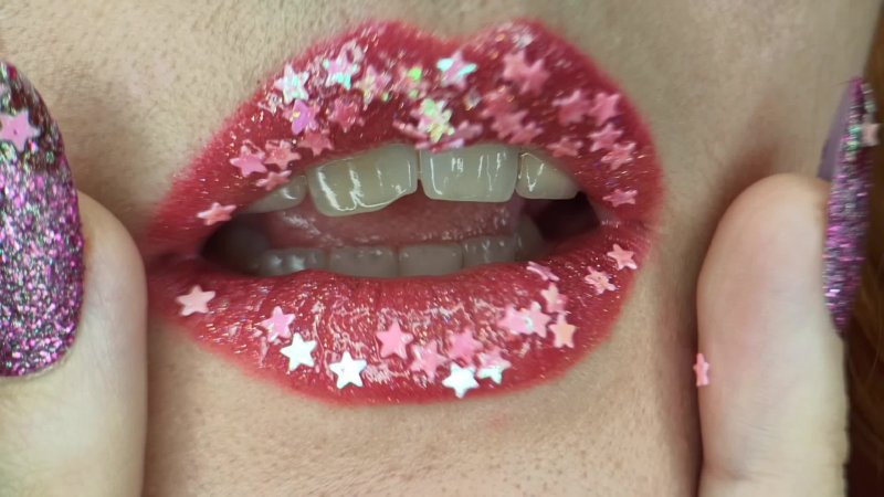 Lips with lipstick are beautiful