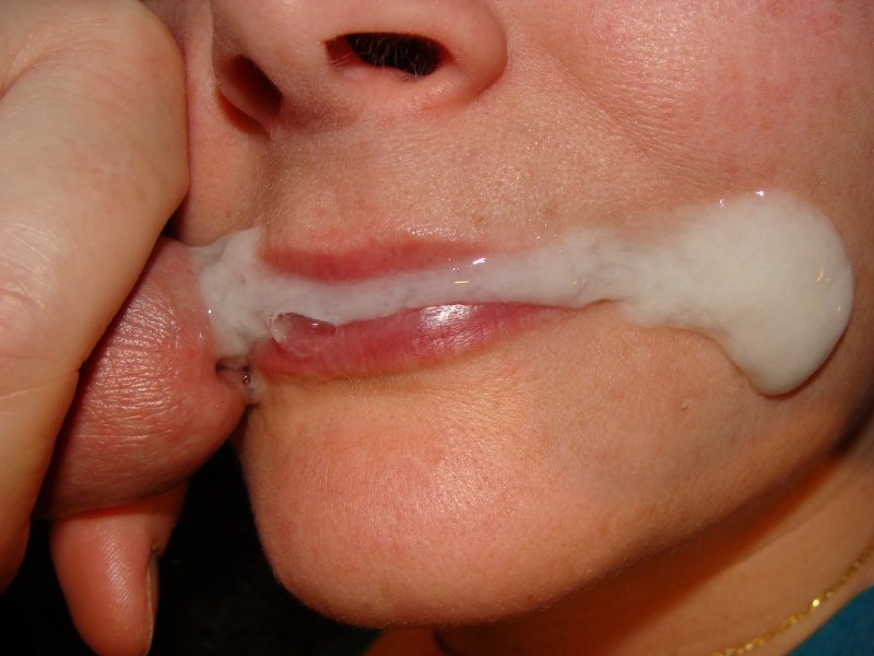 Girl with sperm on the lips