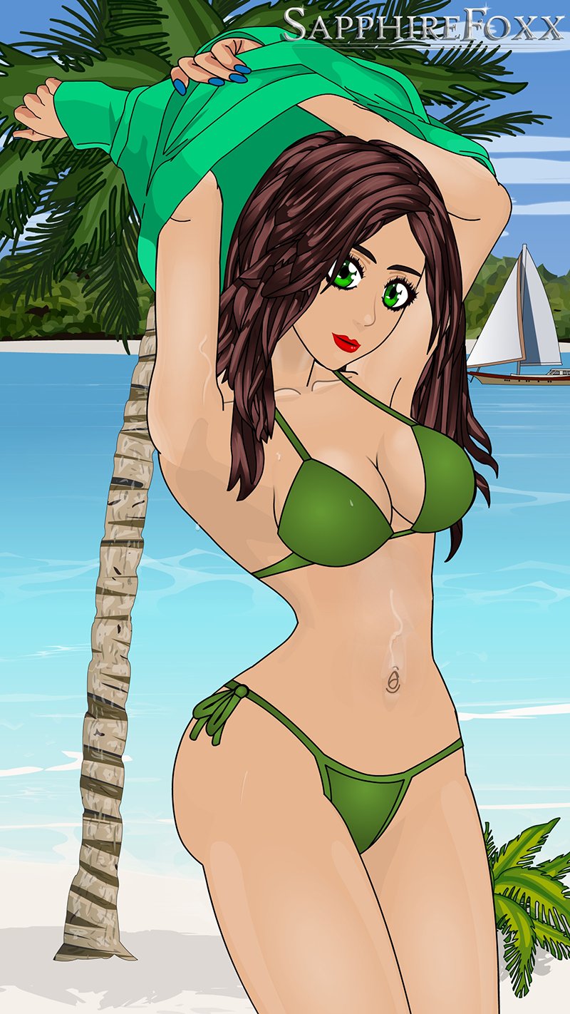 Drawn girl in a swimsuit