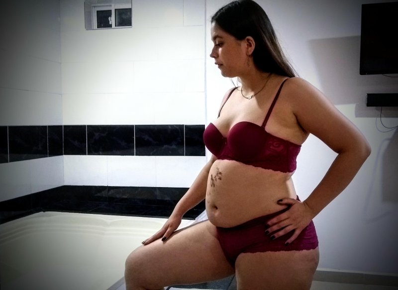 Fat girl with a big belly