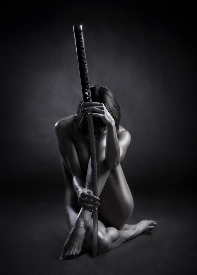 Erotic girl with katana