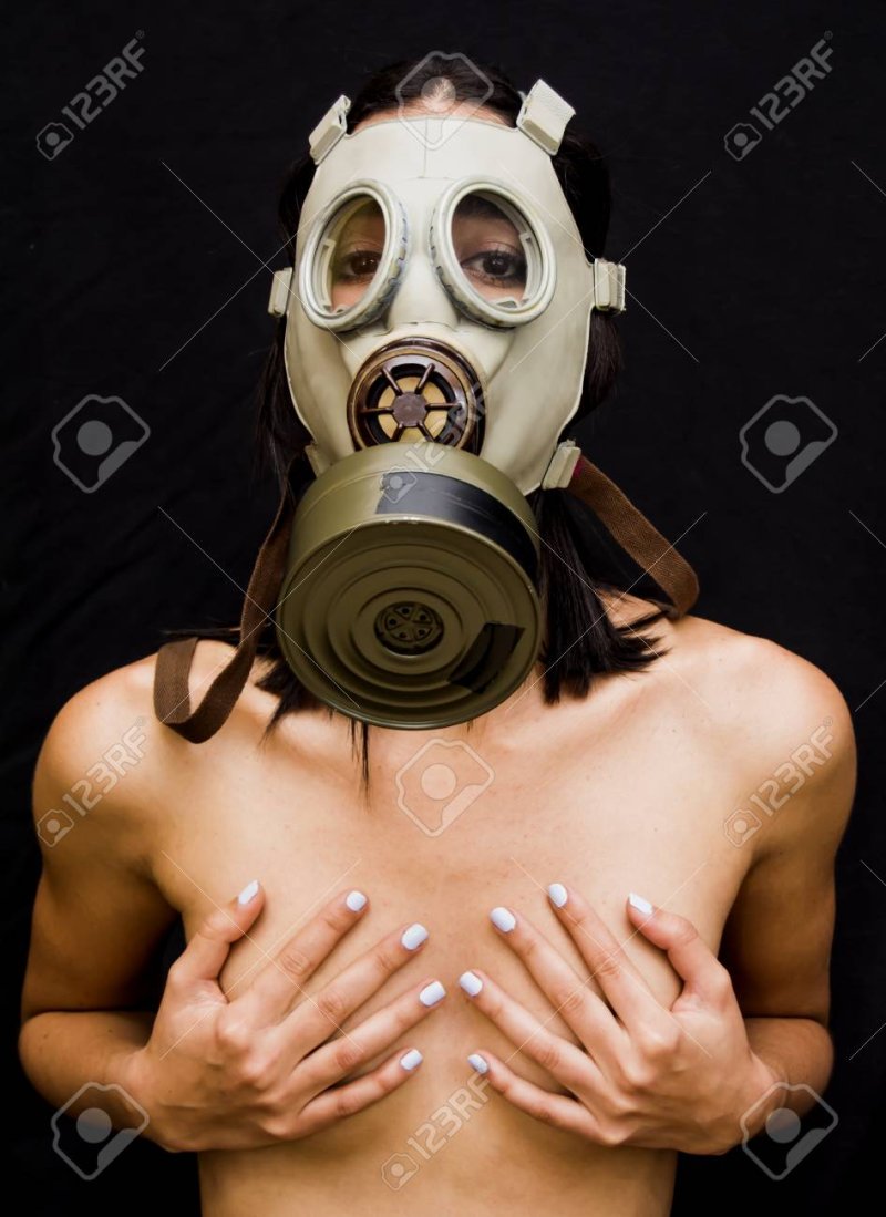 Girls in gas masks
