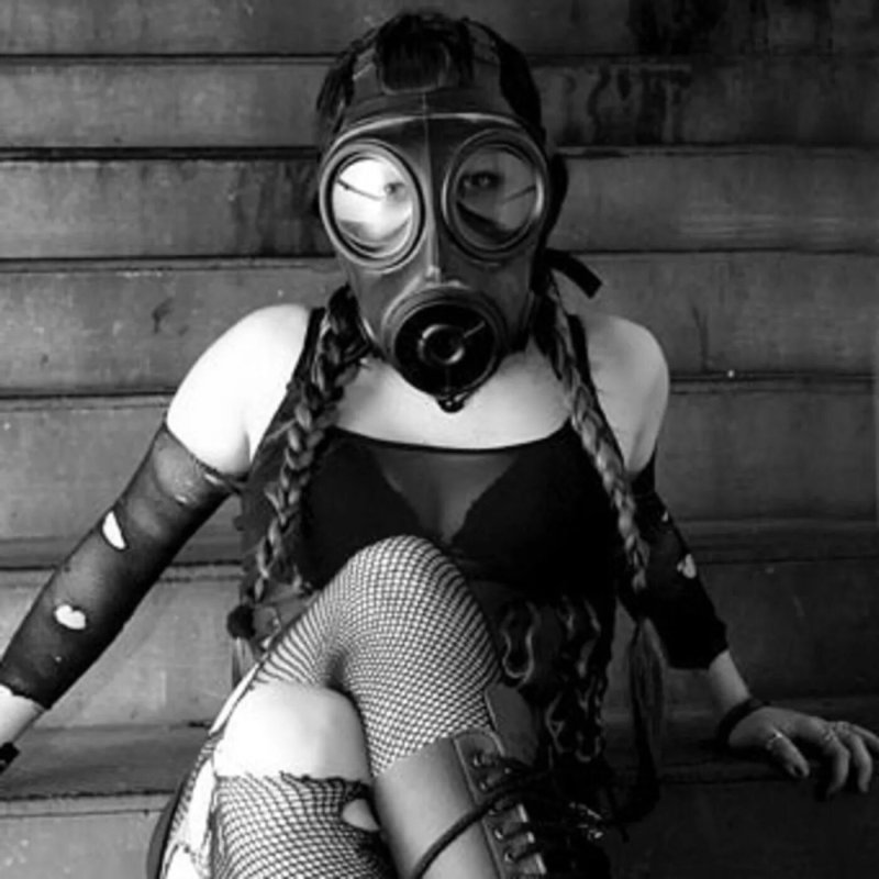 Girls in gas masks