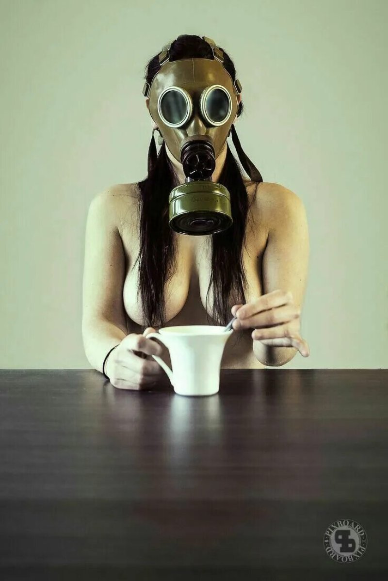Girls in gas masks