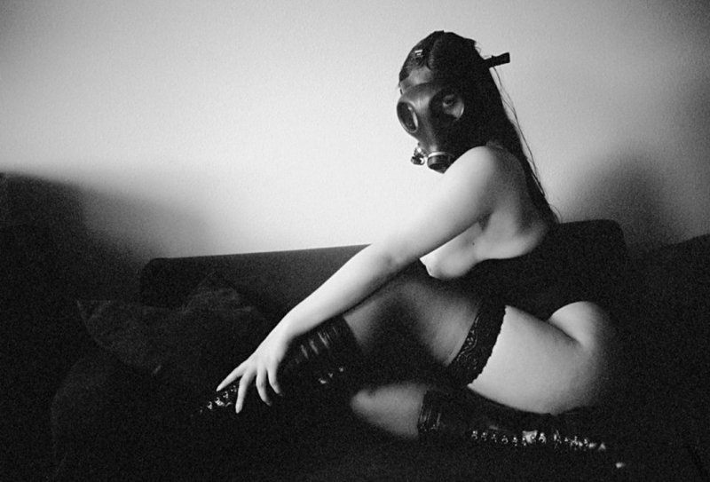 Girls in gas masks