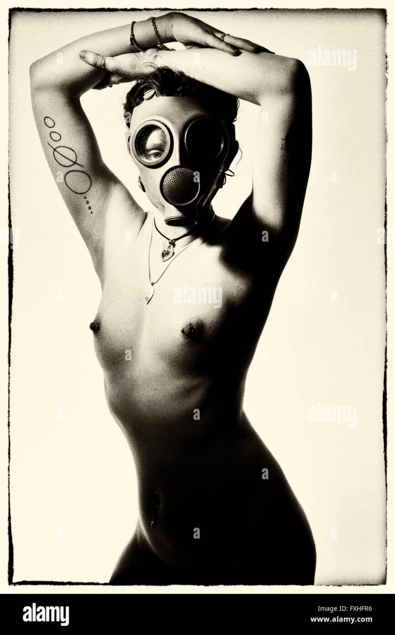 Girls in gas masks