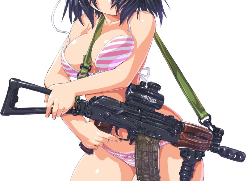 Anime Tyanka with weapons