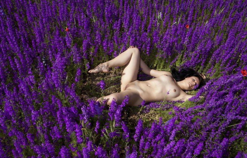 Naked beauties in flowers