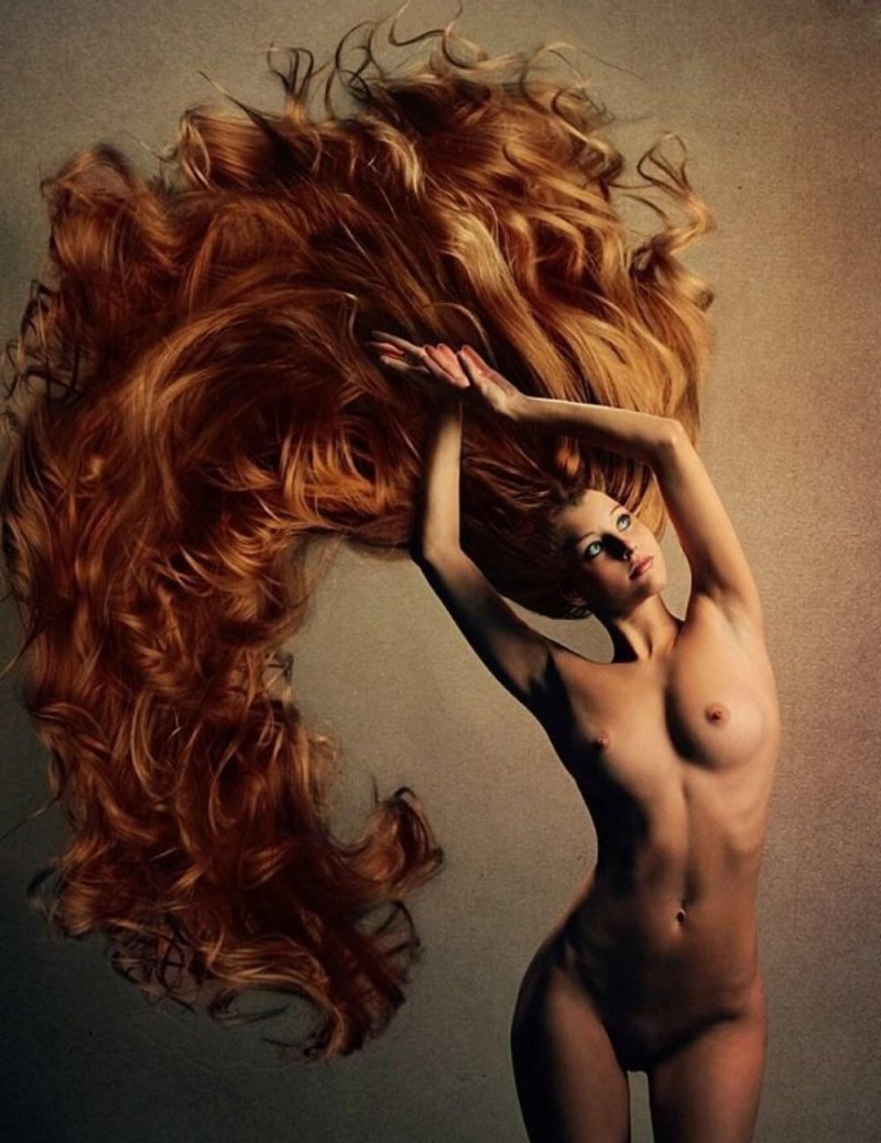 Girl with fluttering hair