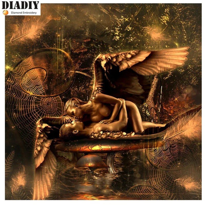 Diamond mosaic angel and demon
