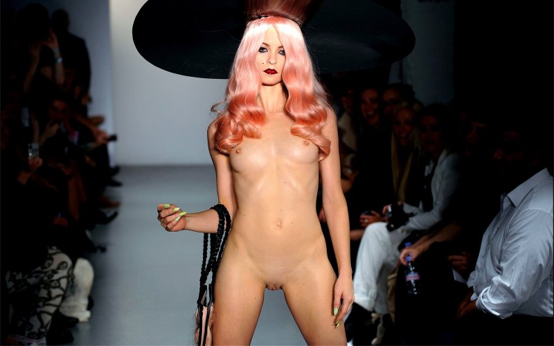 Naked models on the catwalk