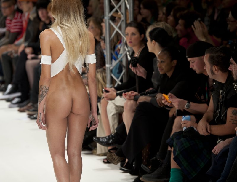 Naked models on the catwalk