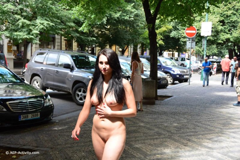 Walks naked on the street