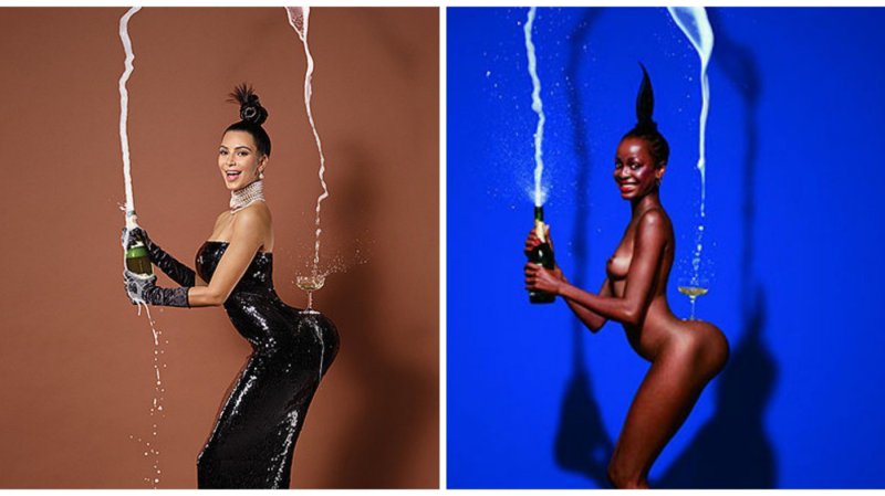 Kim Kardashian Champagne photo shoot