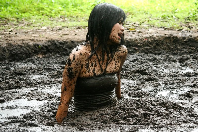 Beautiful girls in mud
