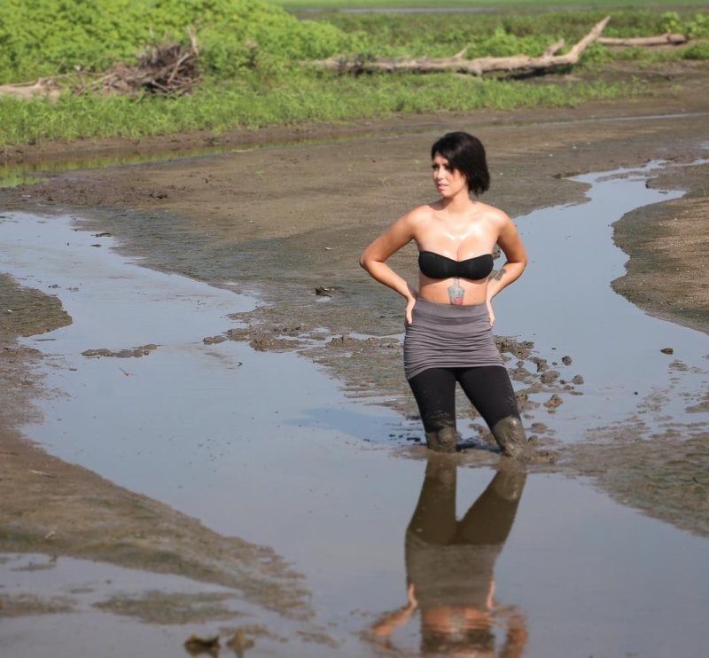Woman in swamp boots
